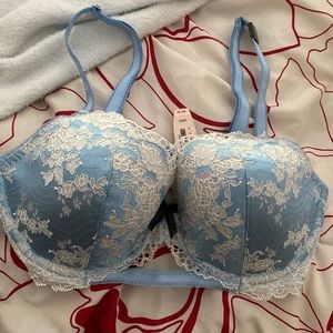 Blue and white Victoria’s Secret bra